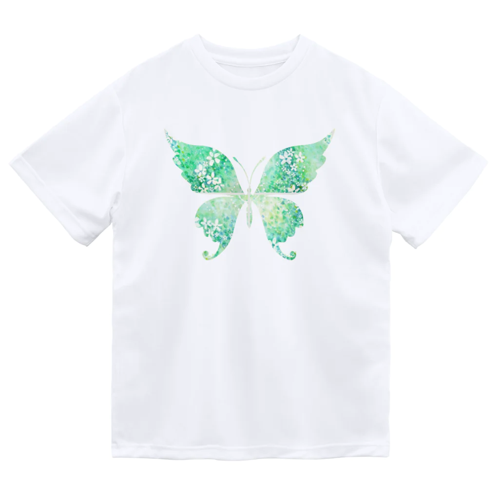 碧音　~aone~　（SUZURI)のGreen Butterfly Dry T-Shirt