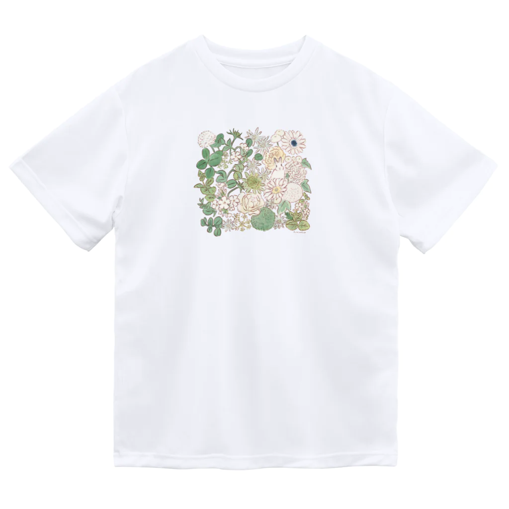 SCHINAKO'Sのエーデルワイスと白いガーベラとうさぎさん Dry T-Shirt