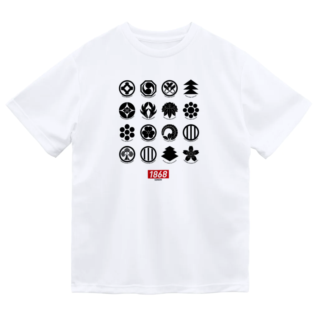 Graphic Design Works Quattroの郷土史デザインNo.8・仙台藩士家紋（墨紋） Dry T-Shirt