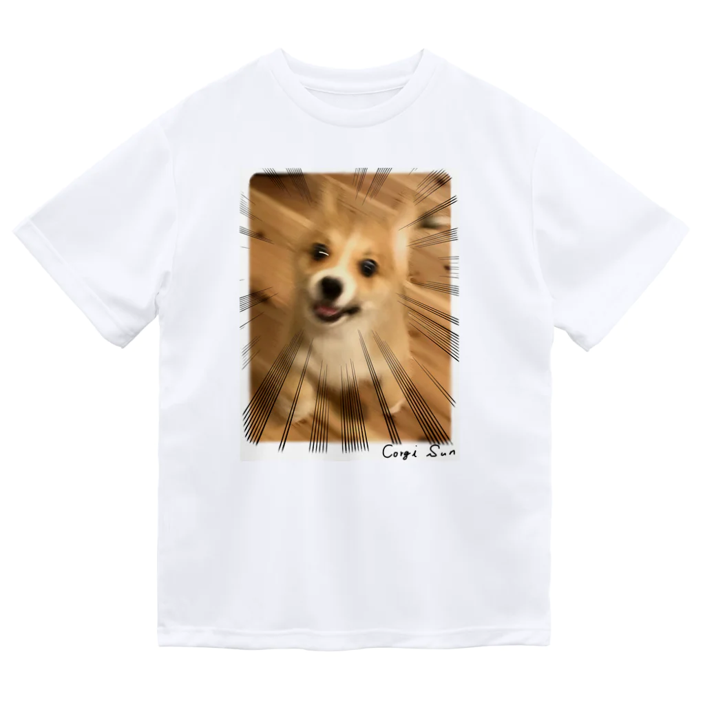 サンナナゴshopのコーギー犬　サンちゃん「あそぼ！！」 ドライTシャツ