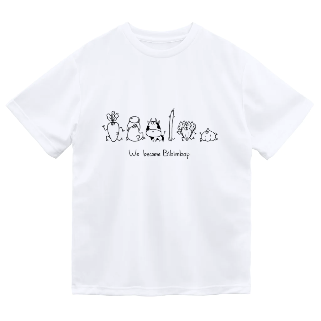 わたわたぽぽぽのWe become Bibimbap（黒線） Dry T-Shirt