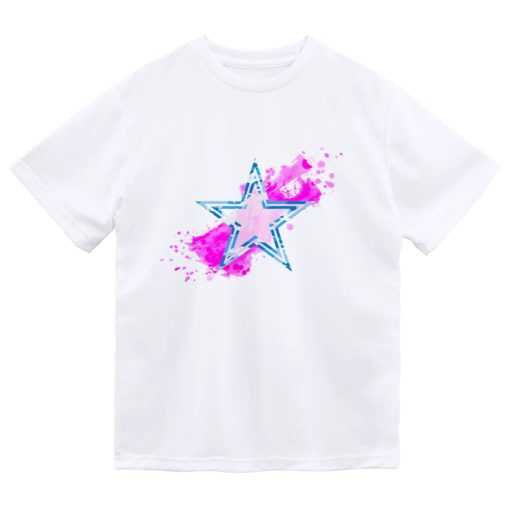 STAR CAIDOZのブルーカモフラージュ⭐︎STAR×ピンク Dry T-Shirt