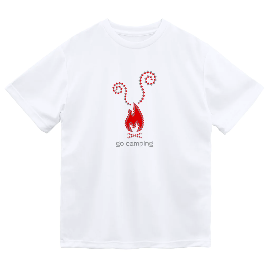 go campingの焚き火（red） ドライTシャツ