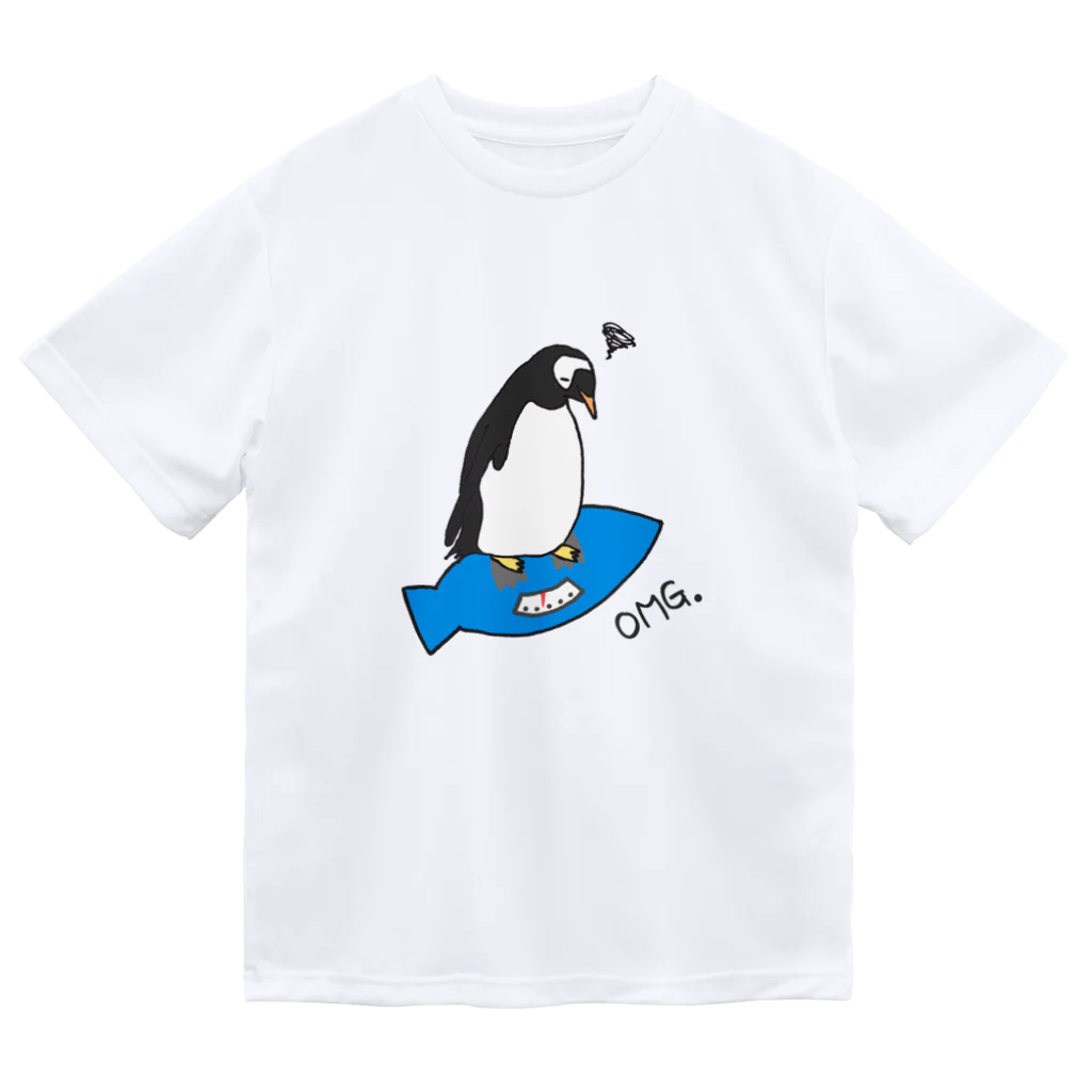 ゆずぽんずの体重を気にするペンギン ドライTシャツ