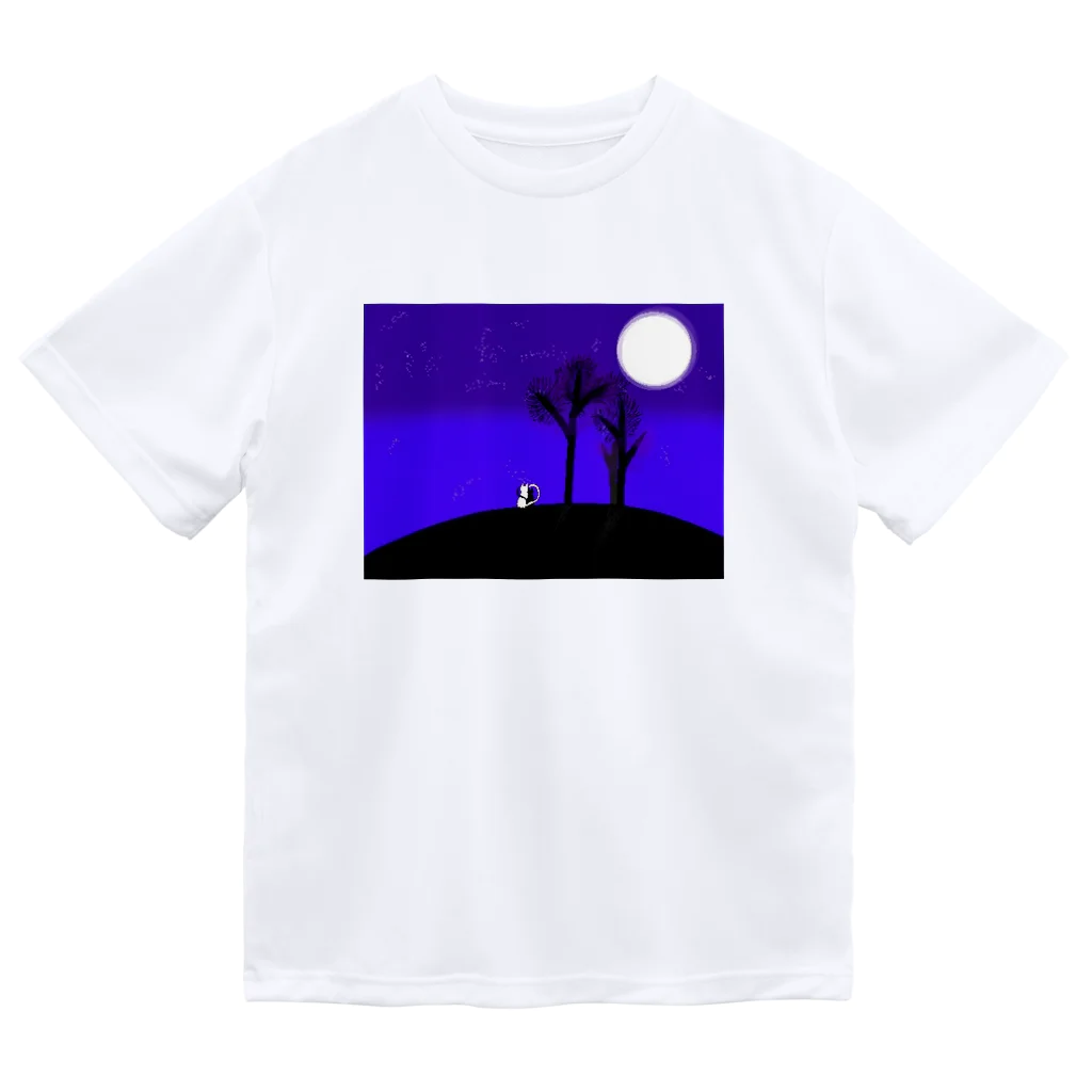 あーちゃんの夜景の中の猫 ドライTシャツ