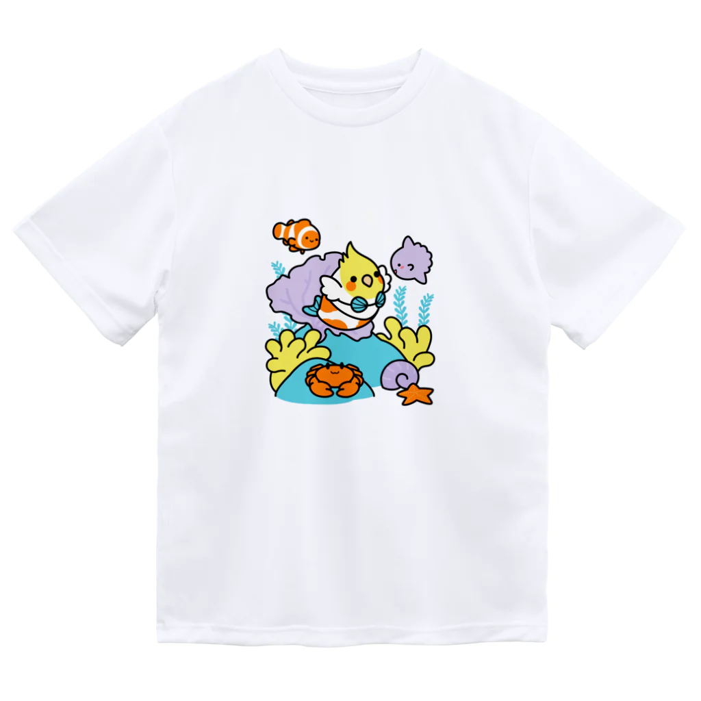 Cody the LovebirdのChubby Bird サンゴ礁を守ろう！　オカメインコと海のお友達 ドライTシャツ