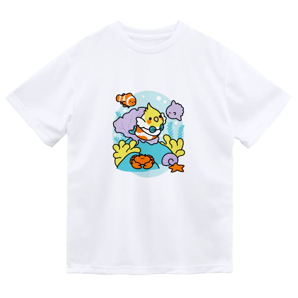 Cody the LovebirdのChubby Bird サンゴ礁を守ろう！　オカメインコと海のお友達 ドライTシャツ