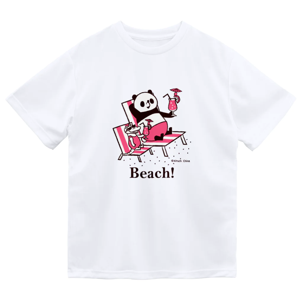 キッチュのビーチで！　pink　パンダのおはなし Dry T-Shirt