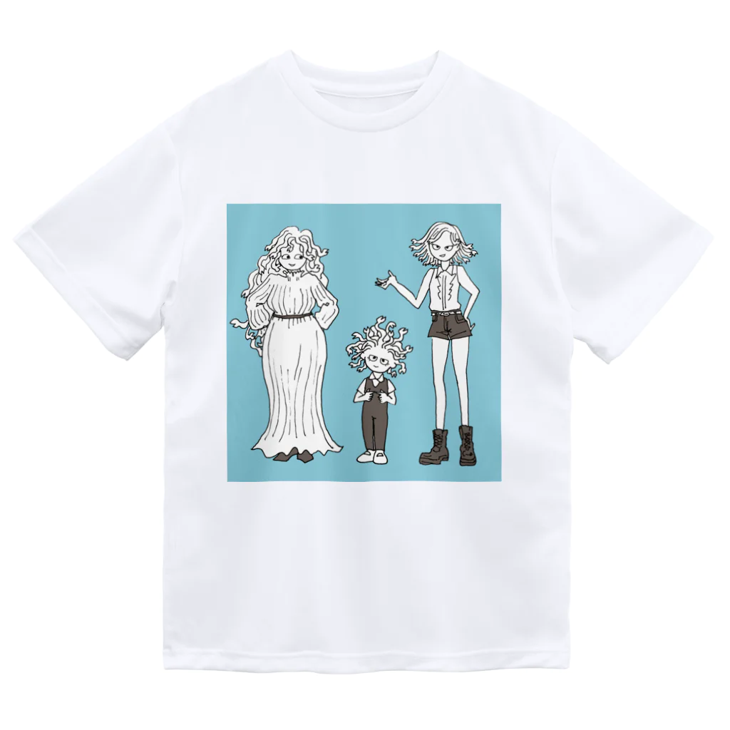 杜の魚のゴルゴン三姉妹 ドライTシャツ