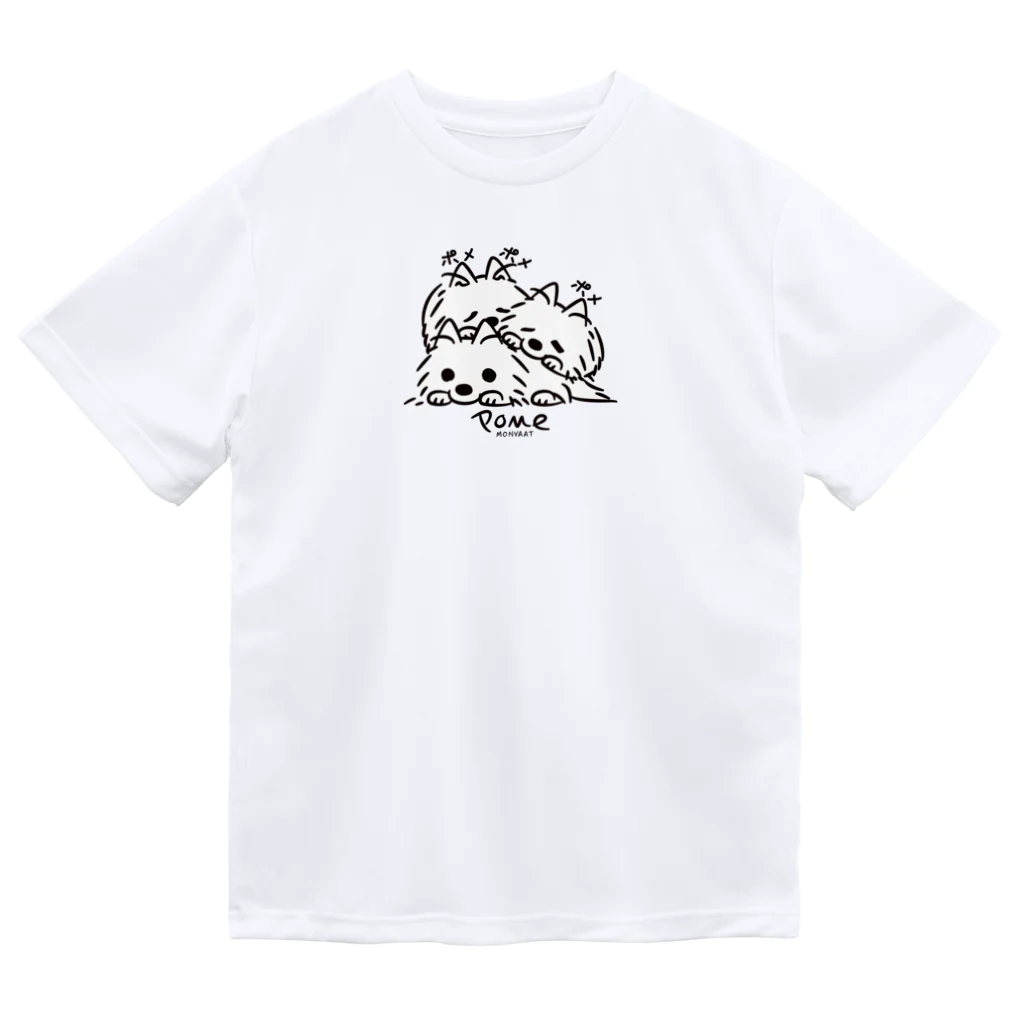 イラスト MONYAAT の ポメラニアンとポメラニアンとポメラニアン M ドライTシャツ