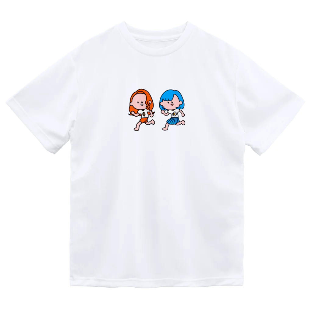 アーモンド🐴🐣の橙と青の女の子 ドライTシャツ