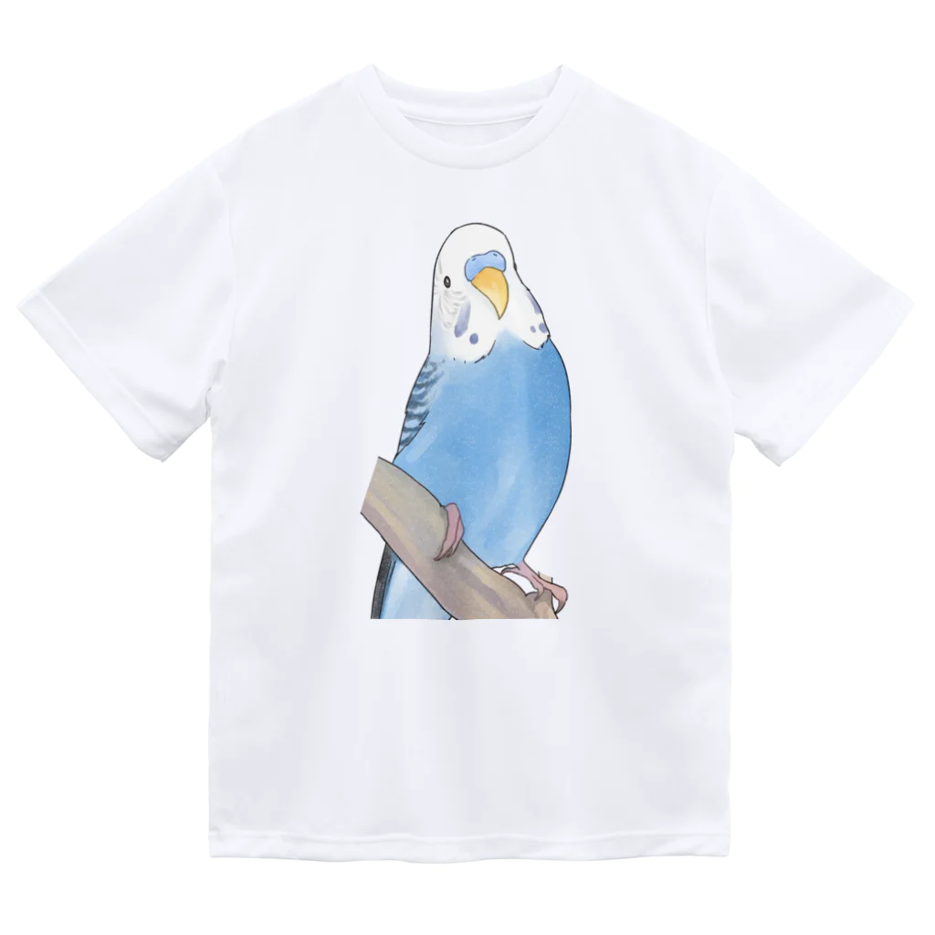 まめるりはことりのセキセイインコちゃんと止まり木【まめるりはことり】 ドライTシャツ