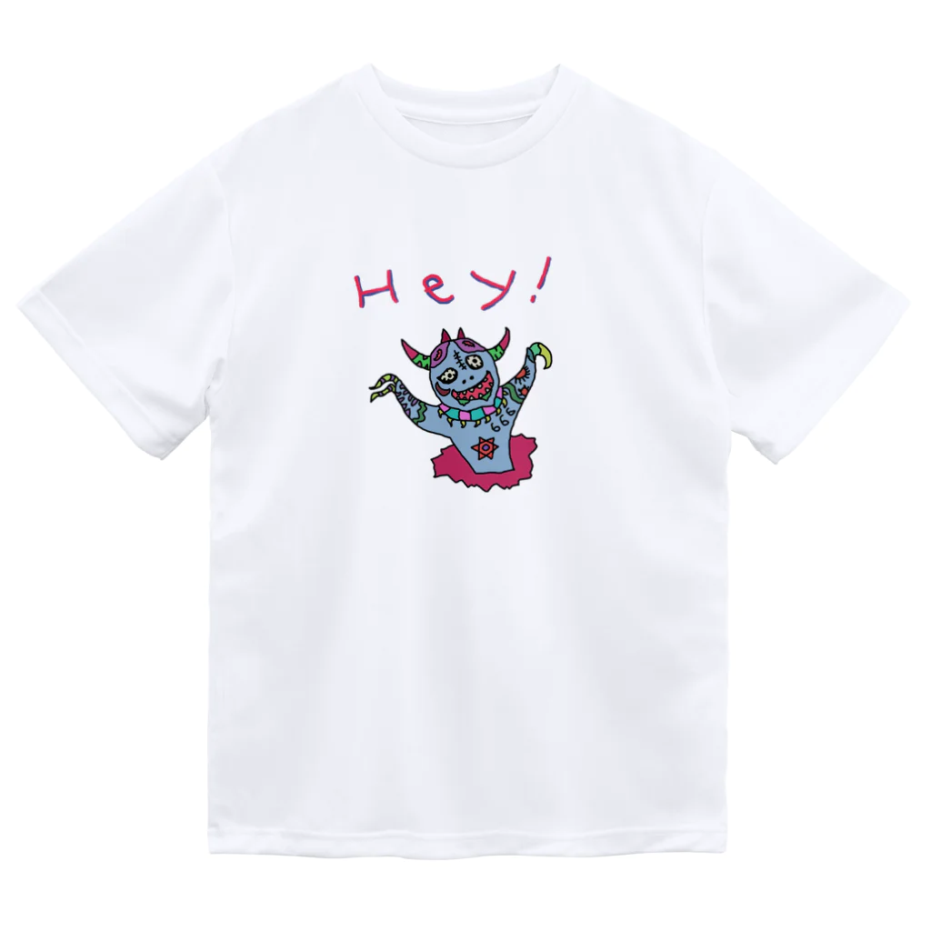 ガイコツの犬のHey！ ドライTシャツ