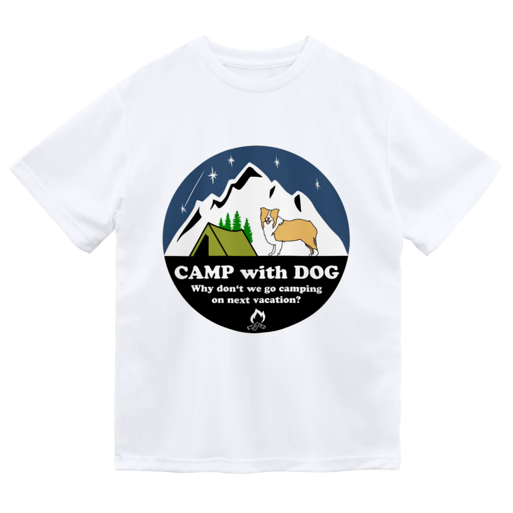 Kazunari0420のCamp with dog (ボーダーコリー　レッド） ドライTシャツ