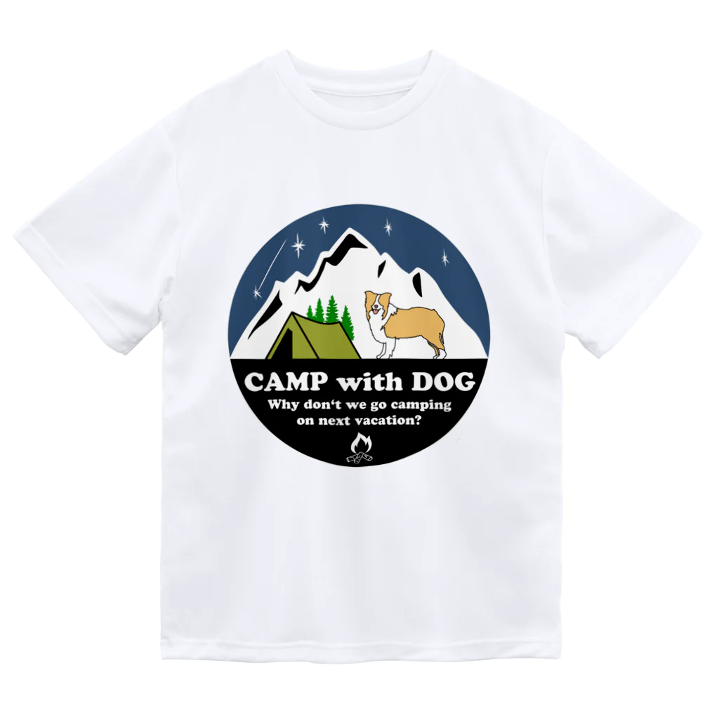 Kazunari0420のCamp with dog (ボーダーコリー　レッド） Dry T-Shirt