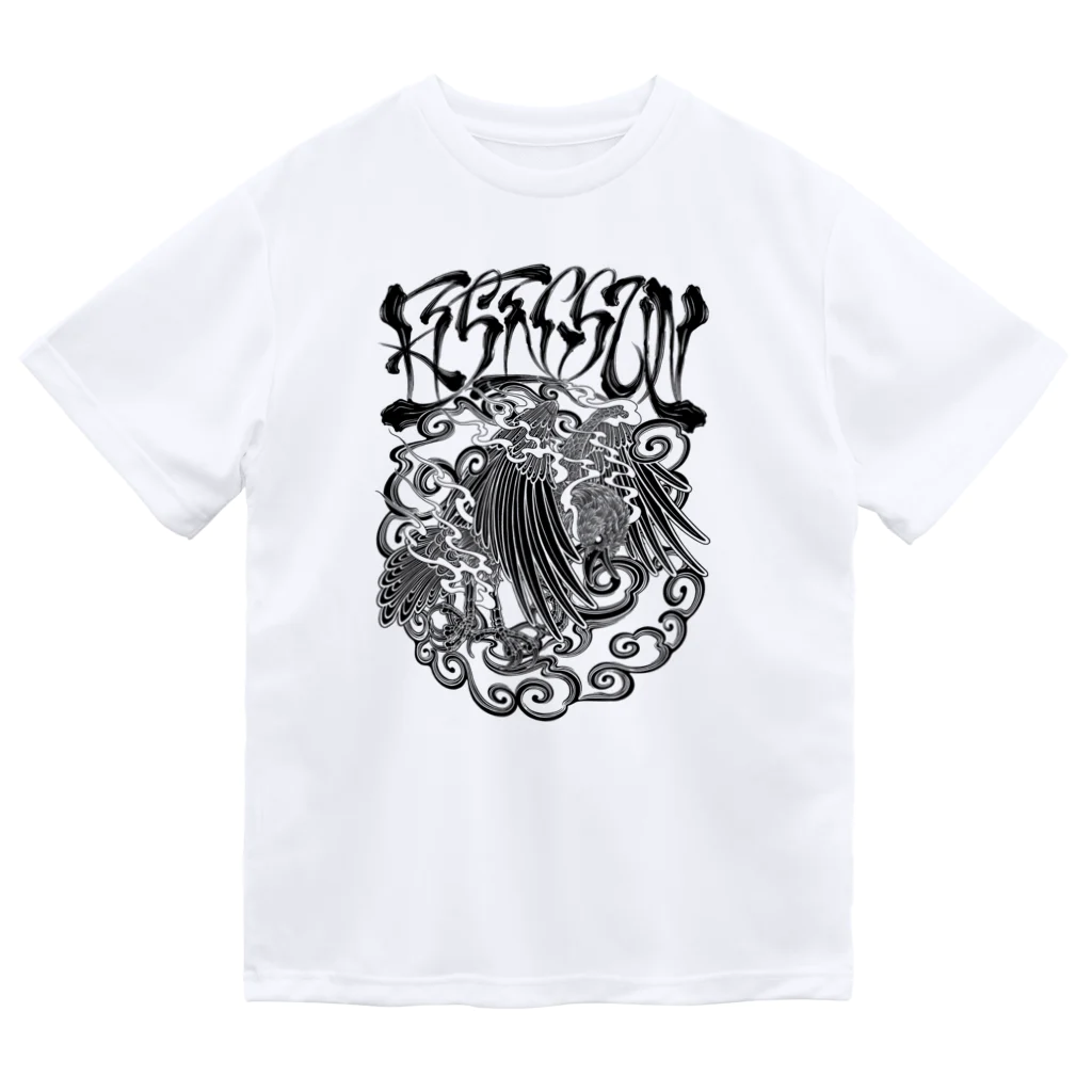 Y's Ink Works Official Shop at suzuriのRising sun Crow (Black Print) ドライTシャツ