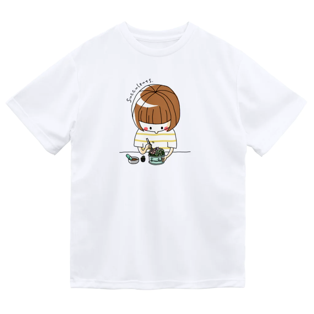 subarisuの多肉の寄せ植えをしている人(カラー) ドライTシャツ