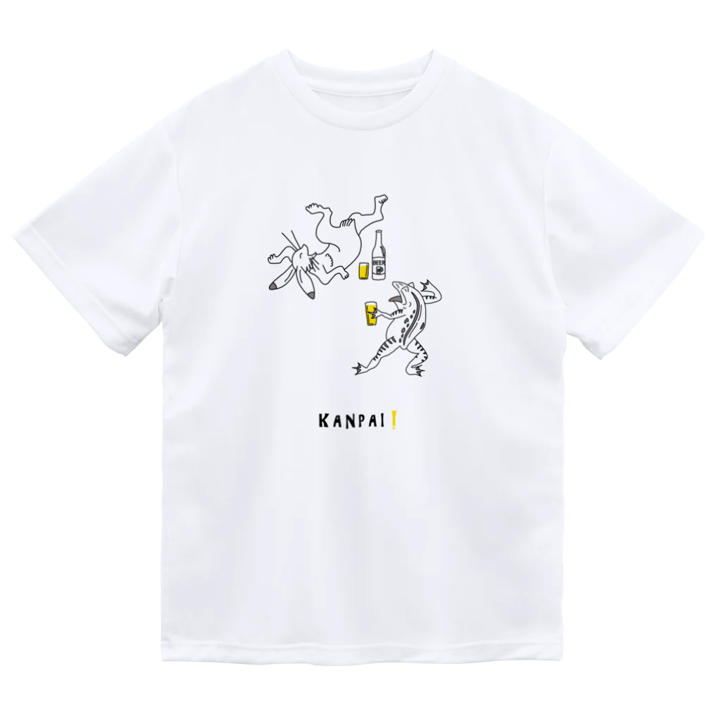 ビールとアート TM-3 Designの名画 × BEER（鳥獣戯画）黒線画 Dry T-Shirt