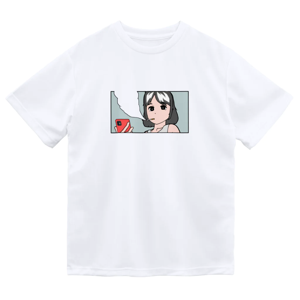 かわかわああのタバコとスマホと女 ドライTシャツ