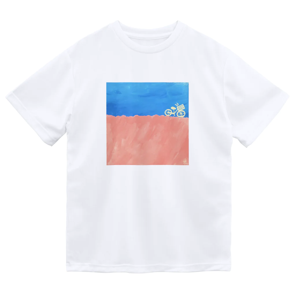 しえ*shopの土手<自転車・ピンク> ドライTシャツ