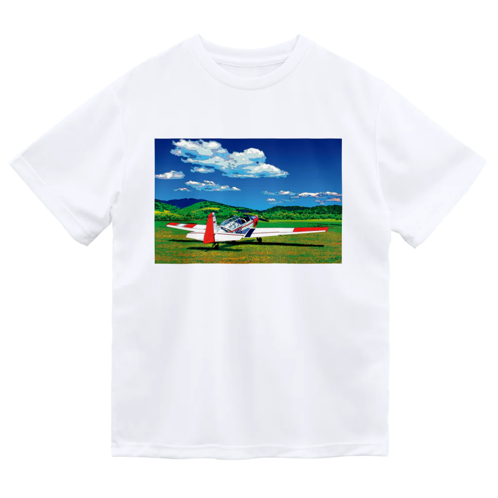 GALLERY misutawoの草原の飛行機 ドライTシャツ