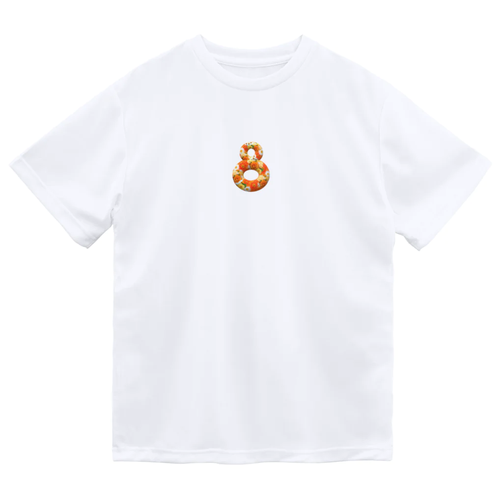 カラフルマルシェのフラワー数字シリーズ「8」 ドライTシャツ