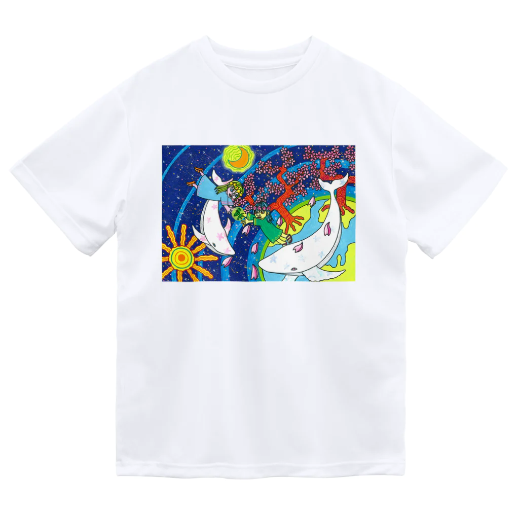 kouの落描き帳の桜の女神と白いクジラ Dry T-Shirt