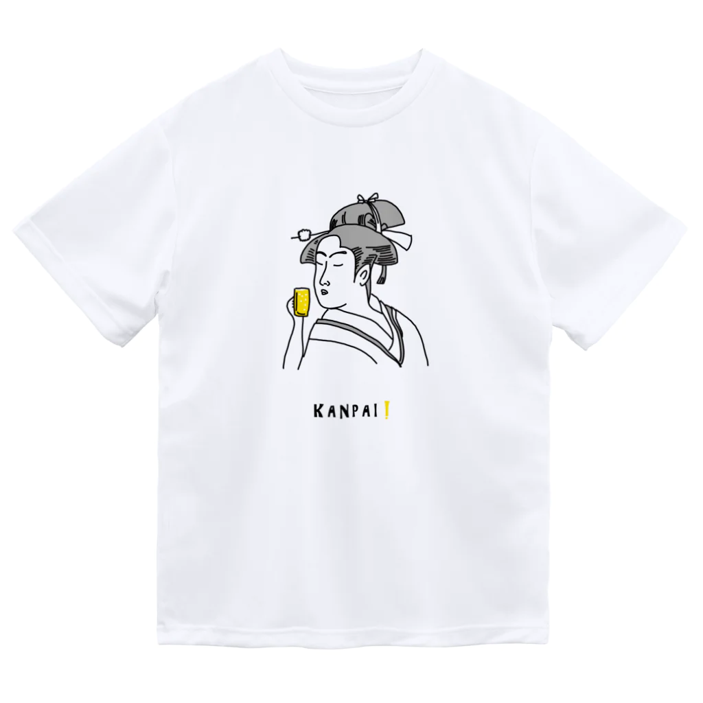 ビールとアート TM-3 Designの名画 × BEER（美人画）黒線画 Dry T-Shirt