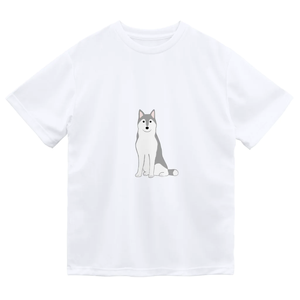 ゆいたっく／犬イラストのシベリアンハスキー ドライTシャツ