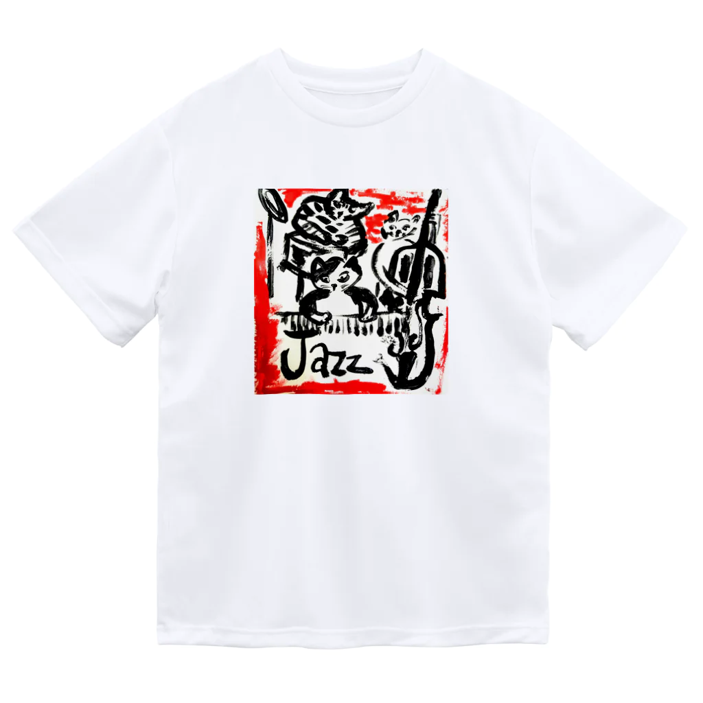 猫Tシャツなどカレラ栂並やりたい放題Tシャツ屋のJazz　ビアノトリオ猫　 Dry T-Shirt