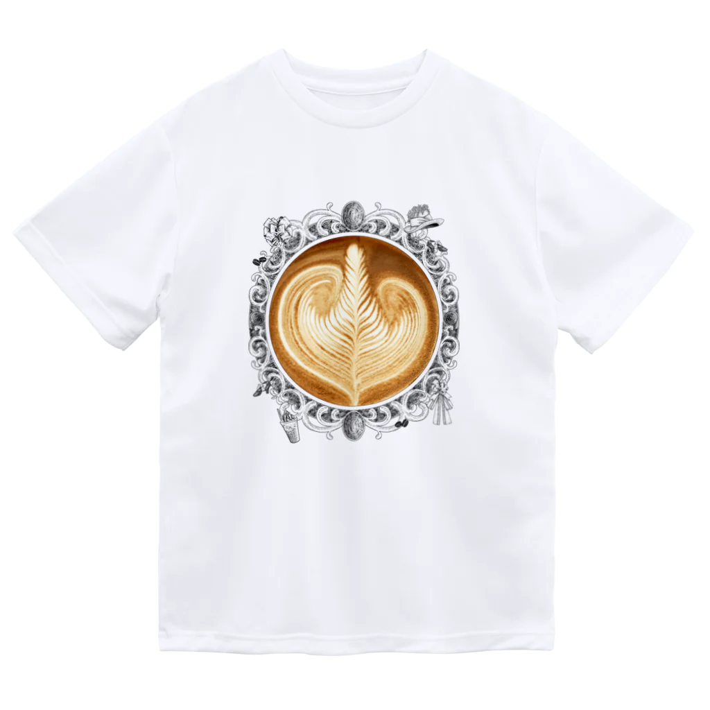 Prism coffee beanの【Lady's sweet coffee】ラテアート エレガンスリーフ / With accessories Dry T-Shirt