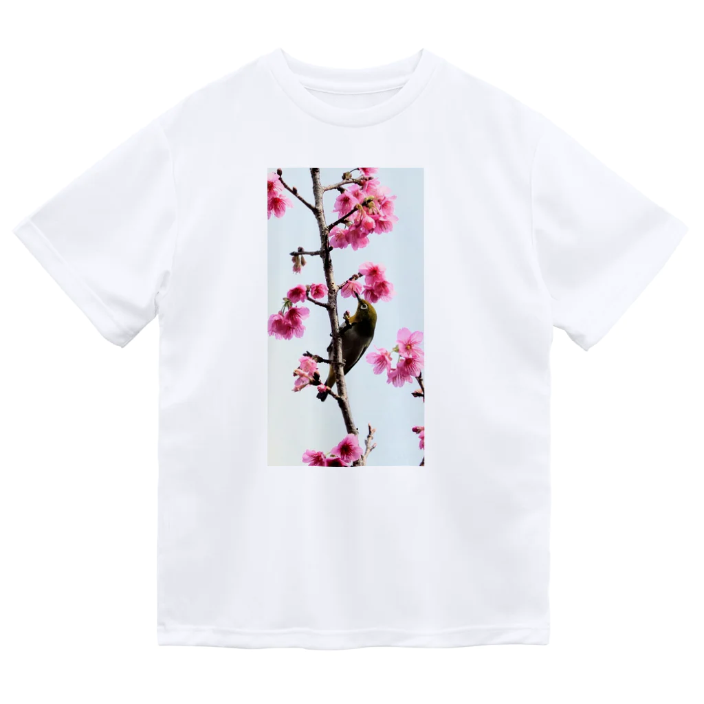 和民ん（わたみん）のメジロと桜 Dry T-Shirt