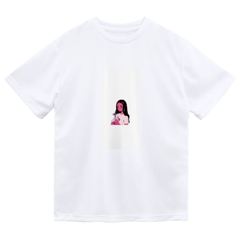 Katcatloverの花を持った少女 Dry T-Shirt