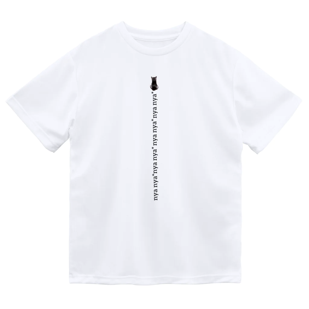 nya nya*のバックショットねこ(縦ラインロゴ黒) Dry T-Shirt