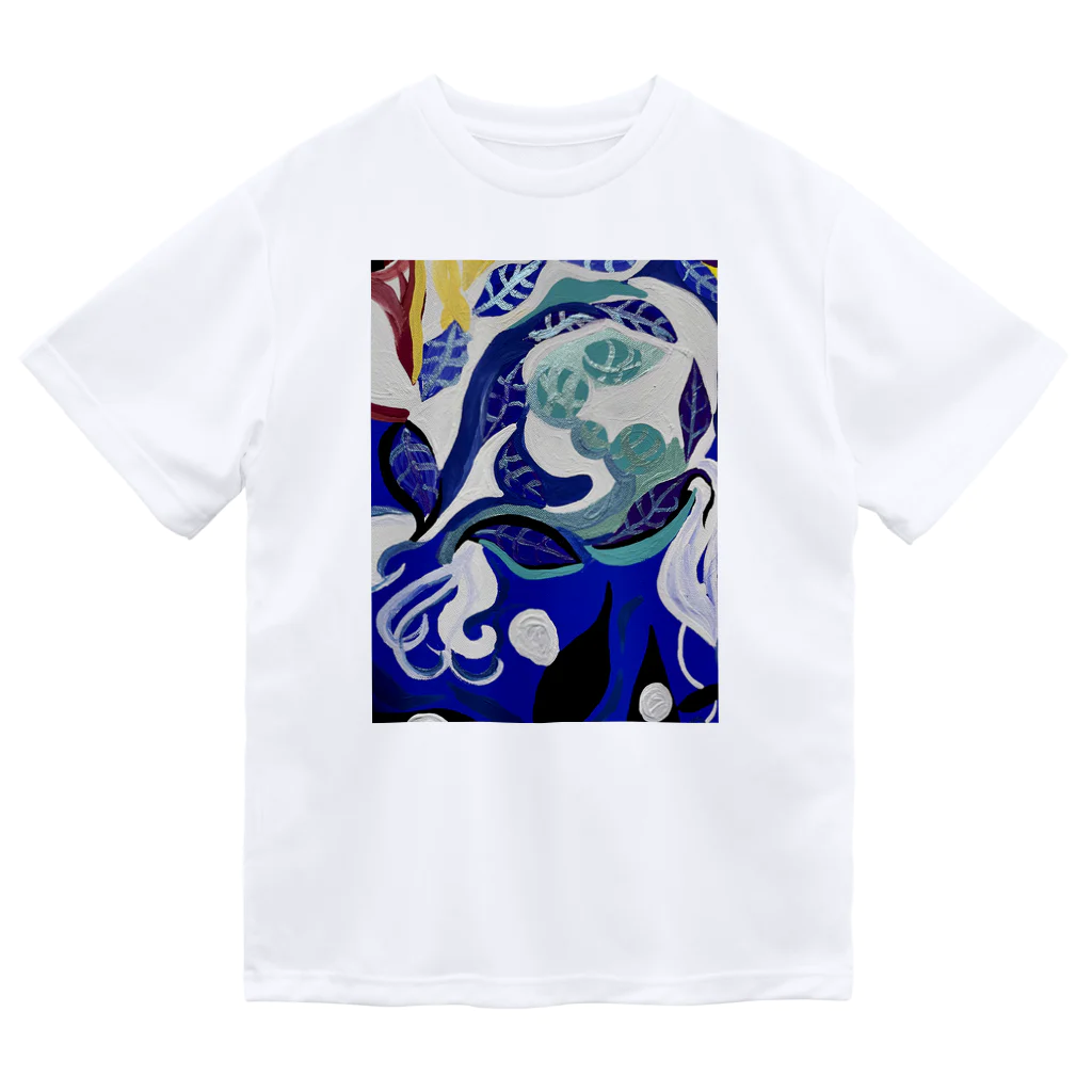 NIL の紺碧の葉魚と花❷ ドライTシャツ