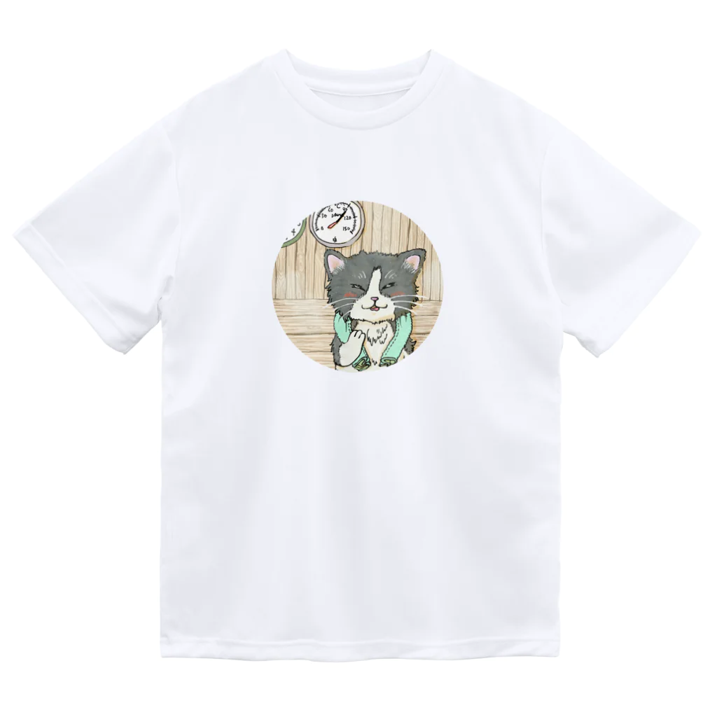 ミャムミャムマナコのうっとりサウナにゃんこ ドライTシャツ