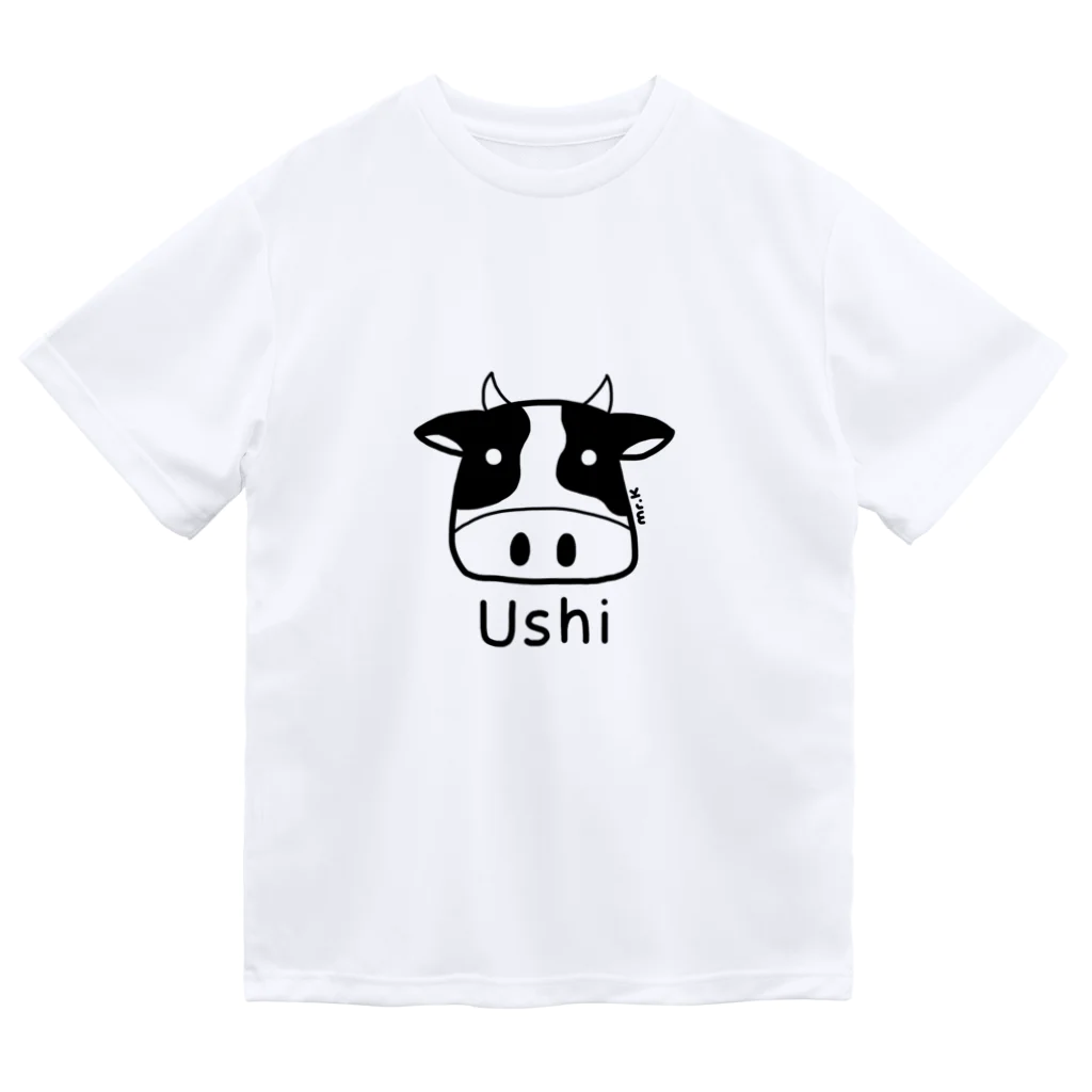 MrKShirtsのUshi (牛) 黒デザイン ドライTシャツ
