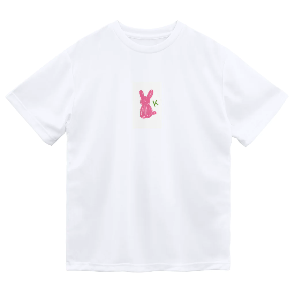 そらもようのイニシャルK ピンクうさぎ 後ろ姿🐰 ドライTシャツ