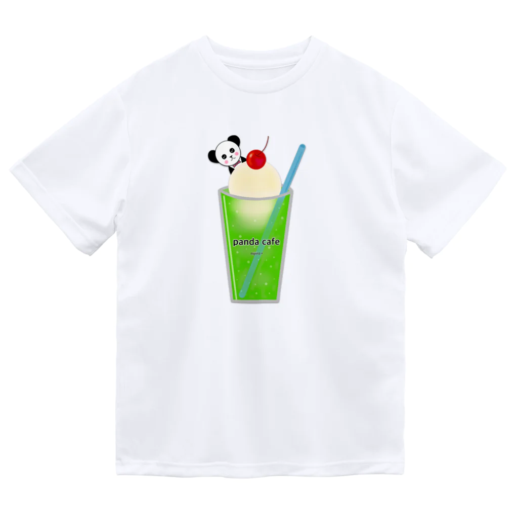 虹色PLUSのパンダカフェ　クリームソーダひょっこりパンダ ドライTシャツ