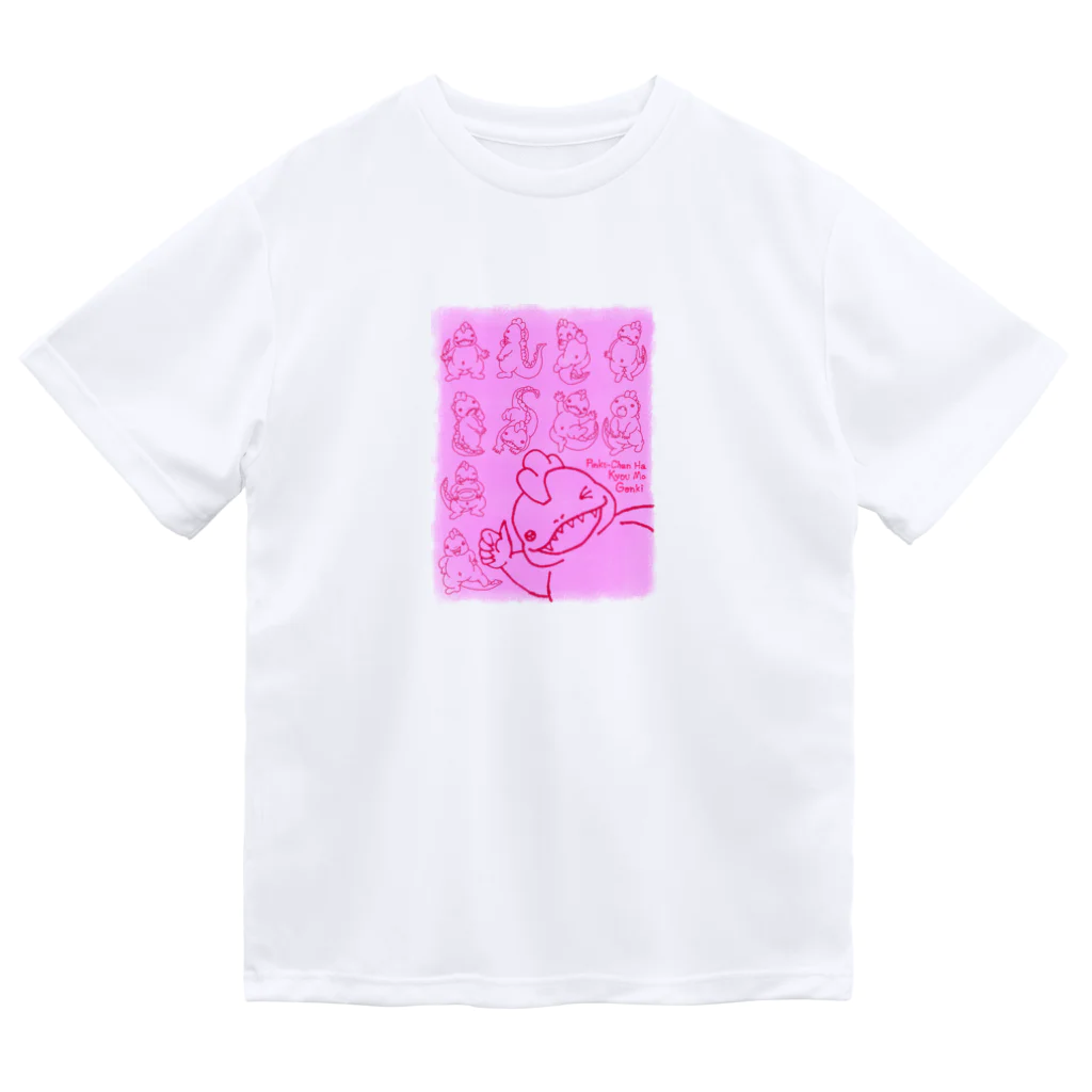 スマホ絵師 ほそゆか【公式ッ】の元気なぴんくちゃん ドライTシャツ