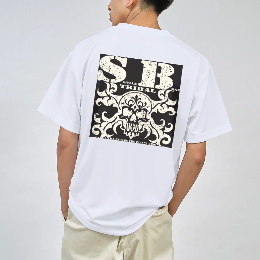 Ａ’ｚｗｏｒｋＳのSKULL&BONE TRIBAL GRUNGE WHT ON BLK Dry T-Shirt