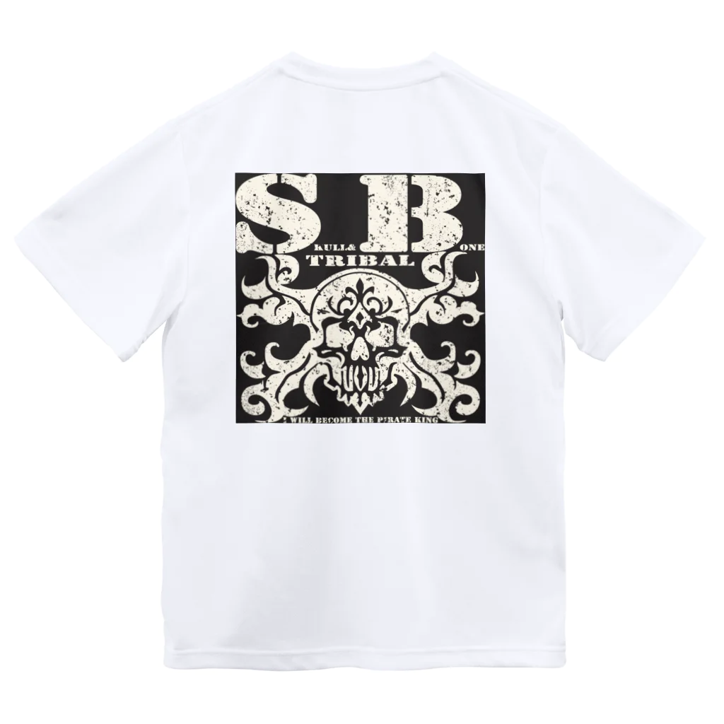 Ａ’ｚｗｏｒｋＳのSKULL&BONE TRIBAL GRUNGE WHT ON BLK ドライTシャツ