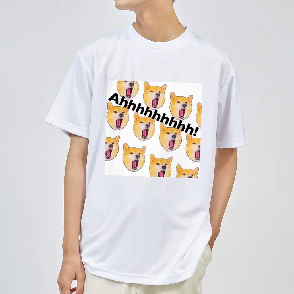 柴犬まるくんのAhhhhhhhhh!(黒文字) ドライTシャツ