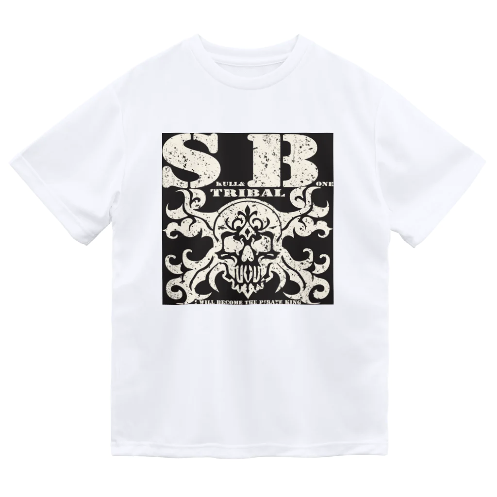 Ａ’ｚｗｏｒｋＳのSKULL&BONE TRIBAL GRUNGE WHT ON BLK ドライTシャツ