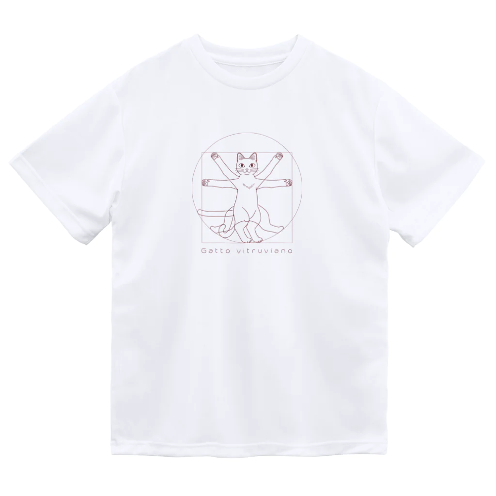 Neko-Shika-Katanのウィトルウィウス的にゃん体図（茶） ドライTシャツ