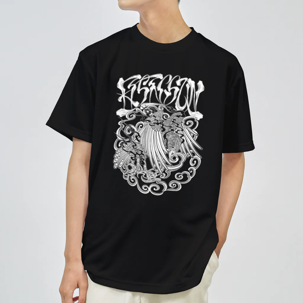 Y's Ink Works Official Shop at suzuriのRising sun Crow (White Print) ドライTシャツ