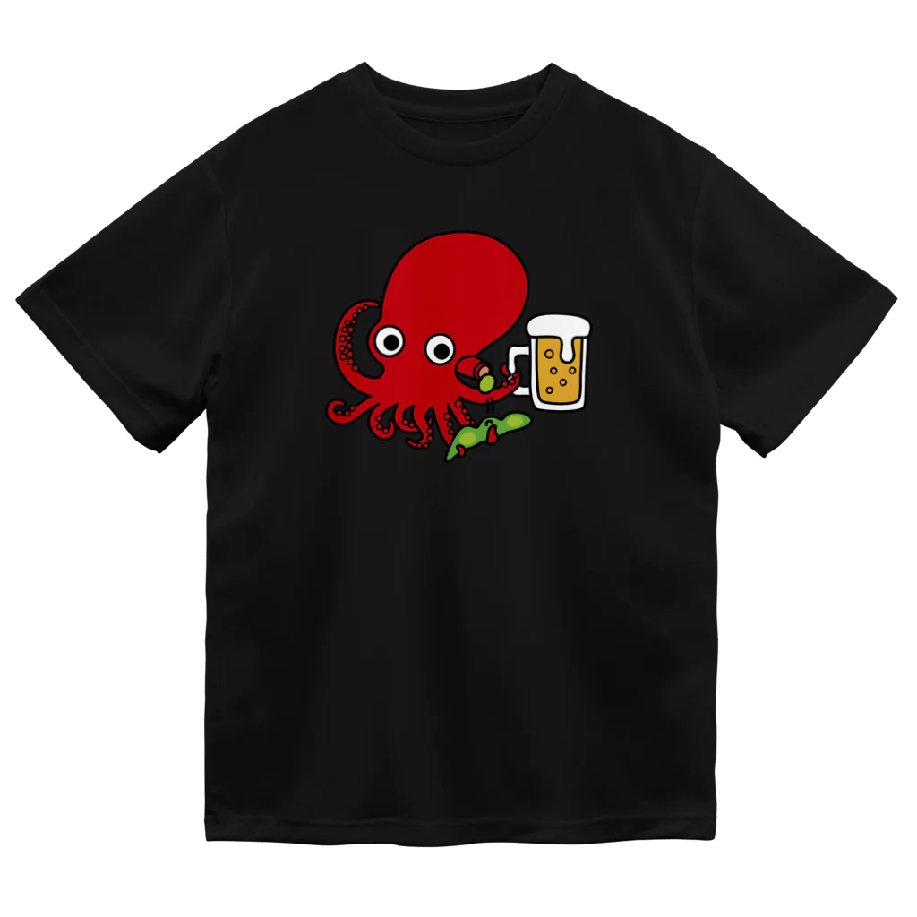 釣りバカ　Love Fishingの【両面同柄】タコとビールと枝豆 ドライTシャツ