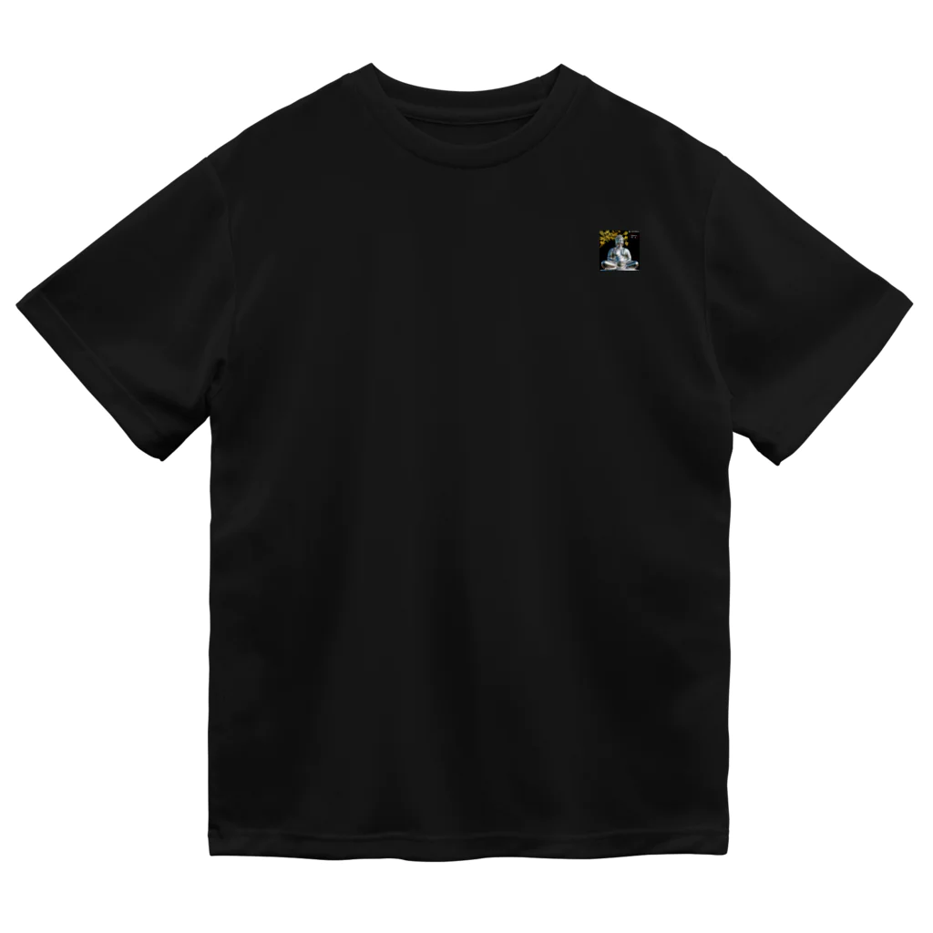 D・K　Design.saitama　ディーケーデザインさいたまのDKデザイン　黒背景金飾り　銀の大仏様 Dry T-Shirt