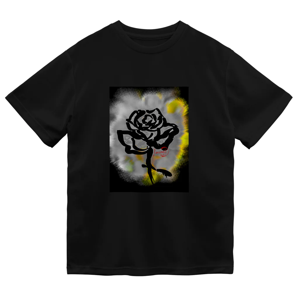 紅空月(kouzuki)designの和筆薔薇_yellow ドライTシャツ