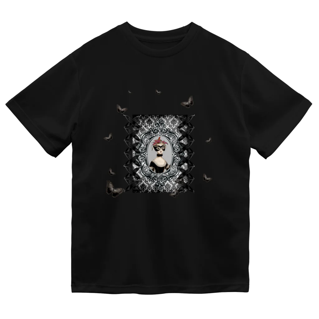 海賊猫 cocoのKeep Calm and Goth On♱マリー・アントワネット『Masquerade』♱黒ロリ ゴスロリ ゴシック 蝶 Dry T-Shirt